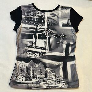 Black and Gray Epcot Norway Graphic T-Shirt